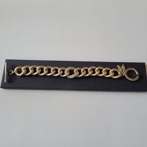Victoria's Secret Gold-Tone and Rhinestones 7.5" Toggle Chain Bracelet